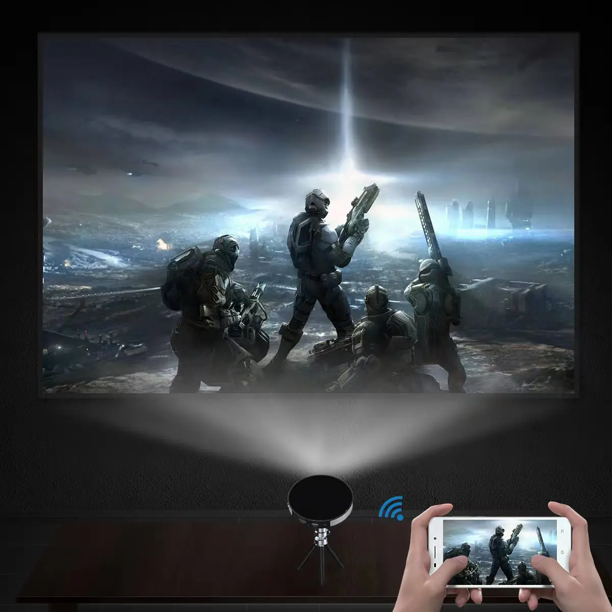 جهاز عرض صغير محمول 4K للمسرح المنزلي DLP Android...