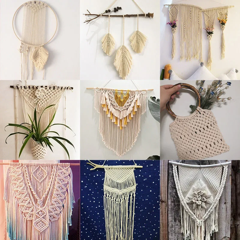 1mm-10mm 100% Cotton Macrame Cord Rope String DIY Handmade Wall Hangings Natural 3mm Rope Sewing Bohemia Wedding Home Decoration 6