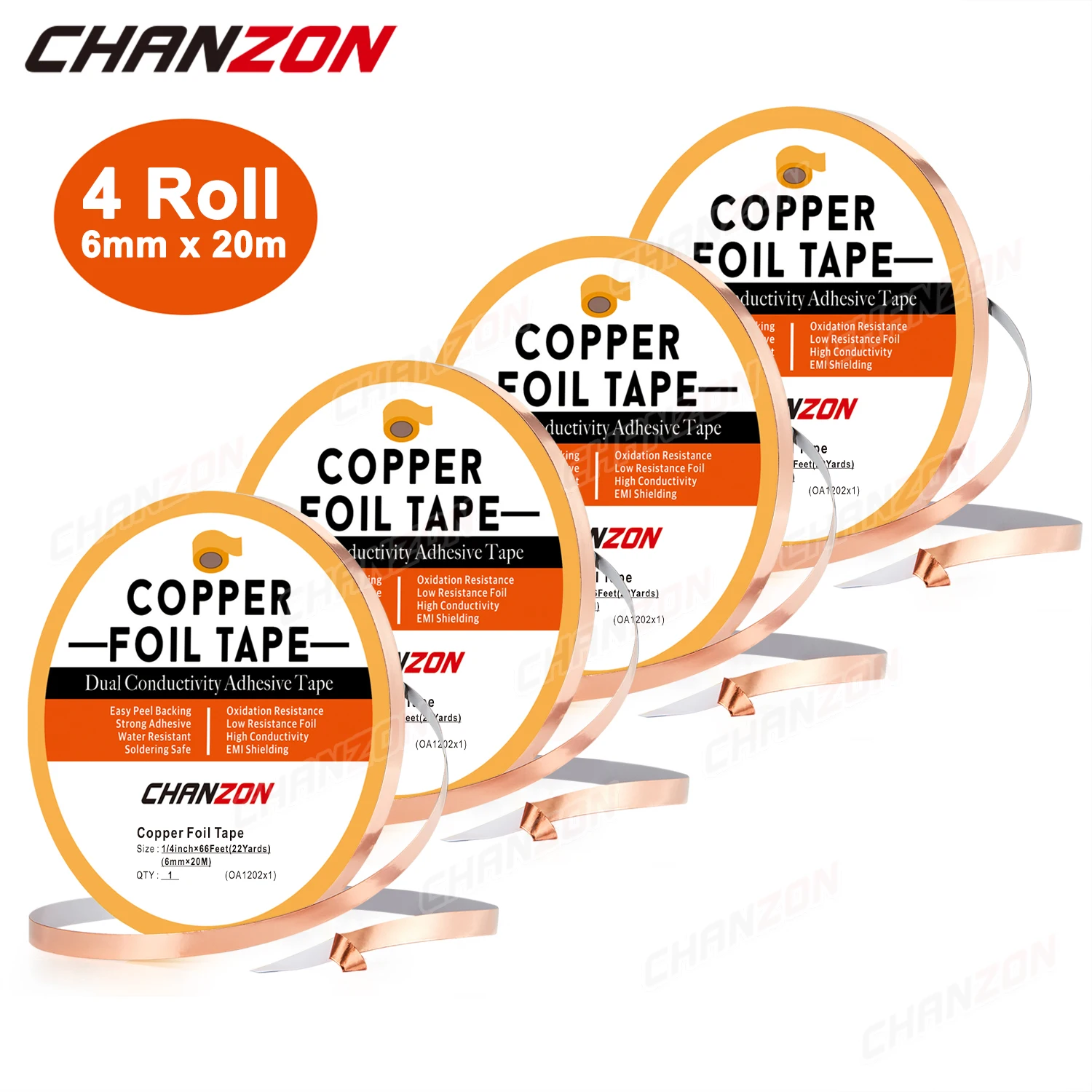 Rolos Pacote de Fita de Cobre 20m mm Dupla Face Adesivo Condutor para Ofícios Emi Elétrico Blindagem Guitarras Lesma Caracol 4
