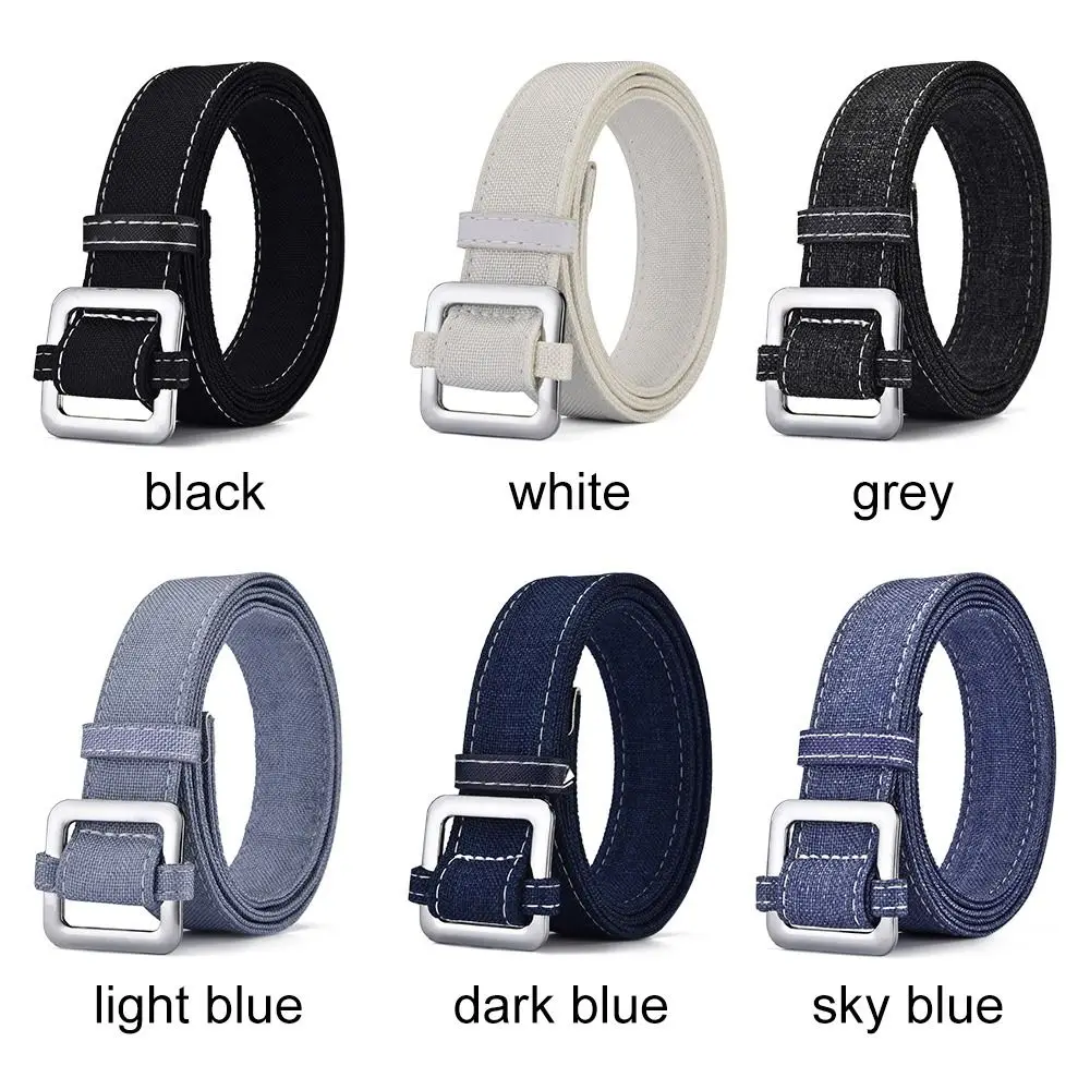 Women Casual Denim Canvas Belt with Non Porous Buckle
