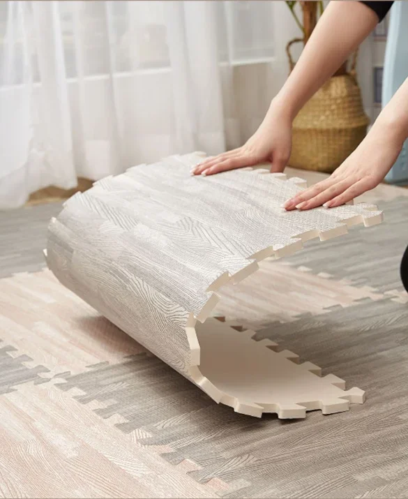 Holzmaserung Schaum Patchwork Matte Vintage Stil Weichen Teppich Rutschfeste Anti Herbst Kinder Boden Home Interior Boden Dekoration – Detail 2