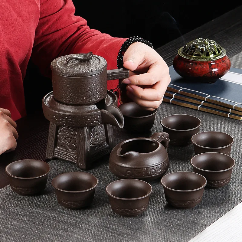 Creative Semi-automatic Tea Set, Purple Clay Ceramic, Home Lazy Chinese Gongfu Tea Set