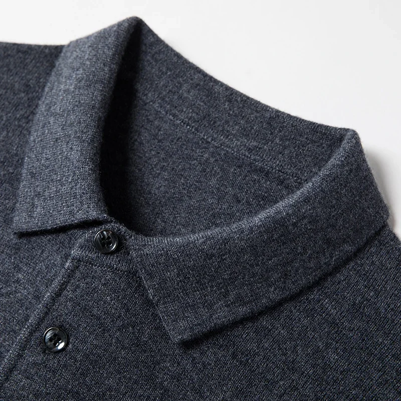 100% Wool Fashion Polo Sweater Men Top 2024 Winter Men Clothers Swethers Clothing Luxury Korean Vintage Simple Knitted Pullover 5