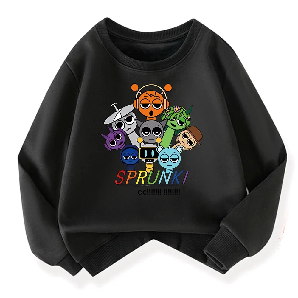 Sprunki Hoodie Fashion Kids Incredibox Hoodie Warm Sweatshirts Children's Winter Soft Clothing Cartoon Cotton Thick Hoodie 2