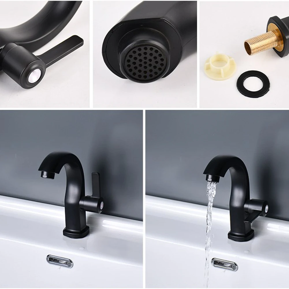 Basin Faucet Chrome Black Bathroom Faucets Single Hole Single Cold Water Sink Mixer Tap Deck Mounted Kitchen Faucet ABS