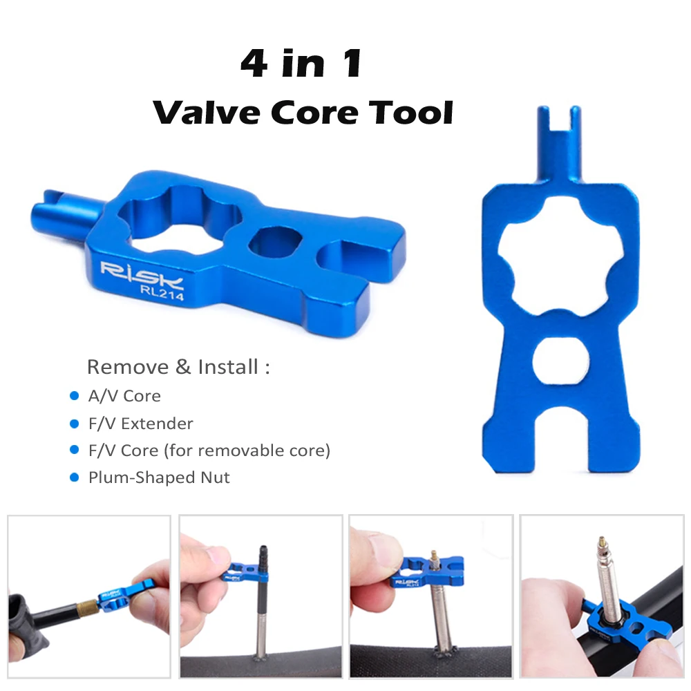 4 IN 1 valve core remover tool and aluminum bicycle presta valve cap schrader cover dustproof for MTB road bike bicycle valve cap bicycle tire valve cap bicycle valve core remover valve cap valve caps bicycle valve tool