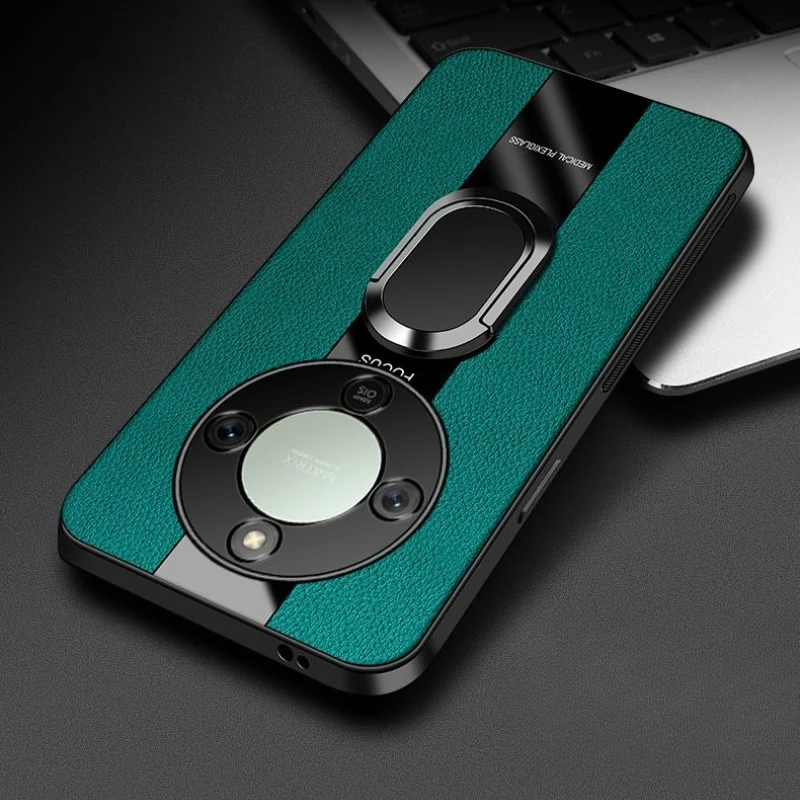 Luxury Lychee Texture Leather Magnetic Stand Case with Shockproof Bumper