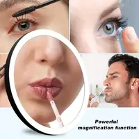 10CM 30X Magnifying Makeup Mirror with Tweezers LED Makeup Mirror with 3 Suction Cups Rechargeable Dimmable Magnified Mirror 1