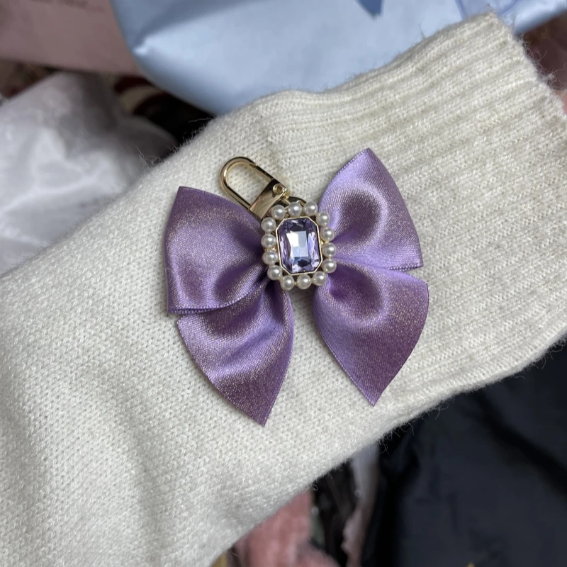 Sweet Cute Beautiful Japanese Women's Luggage Accessories High-End Fashion Elegant Diamond Bow Clasp Package Pendant Decorations