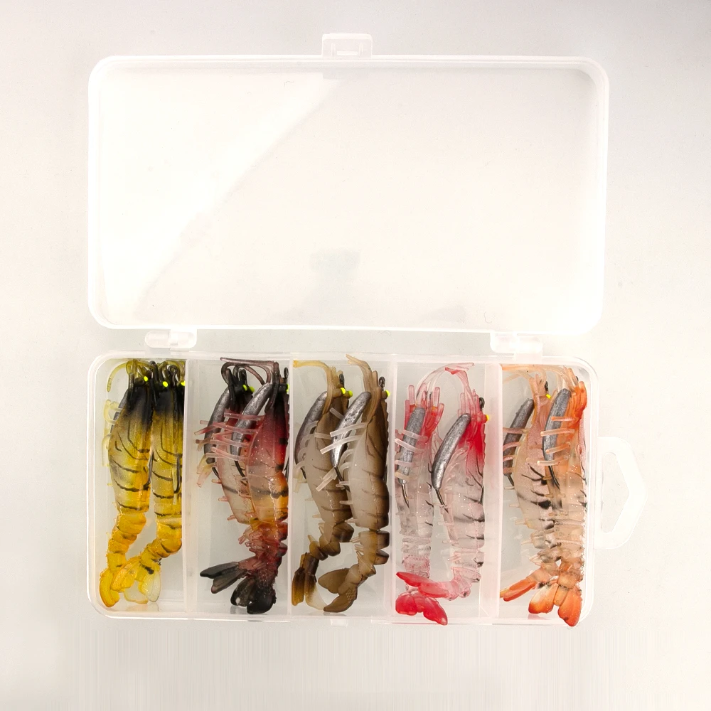 10pcs Shrimp Bait Set 90mm/12.5g Soft Lure Manufacture Prawn Soft Fishing Lure
