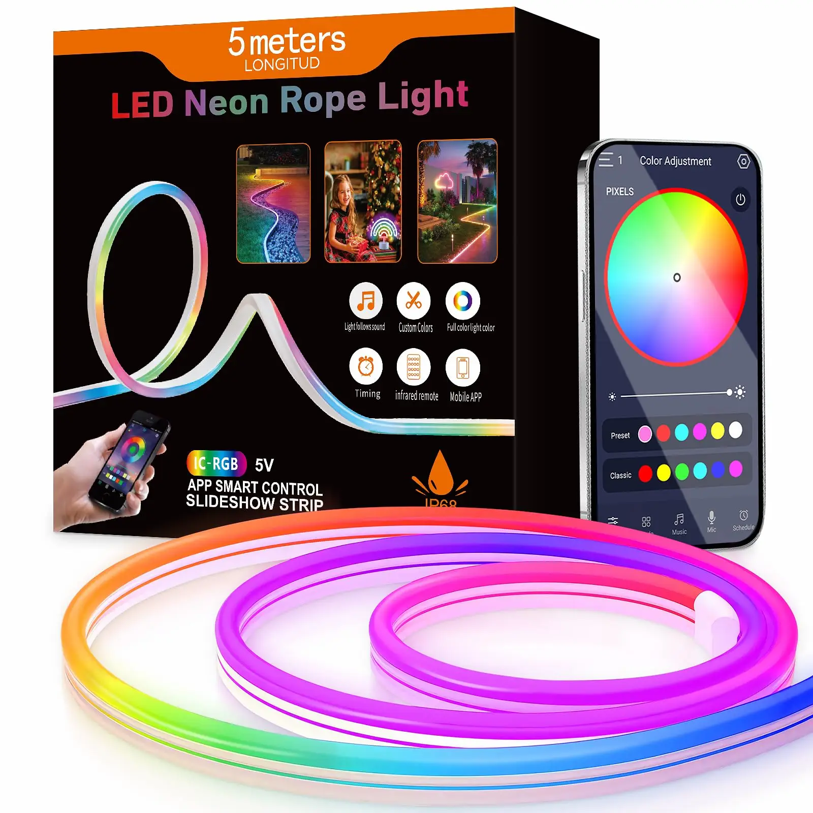 รูปสินค้า ไฟ LED แถบสีสัน WiFi บลูทูธ ตกแต่งห้อง