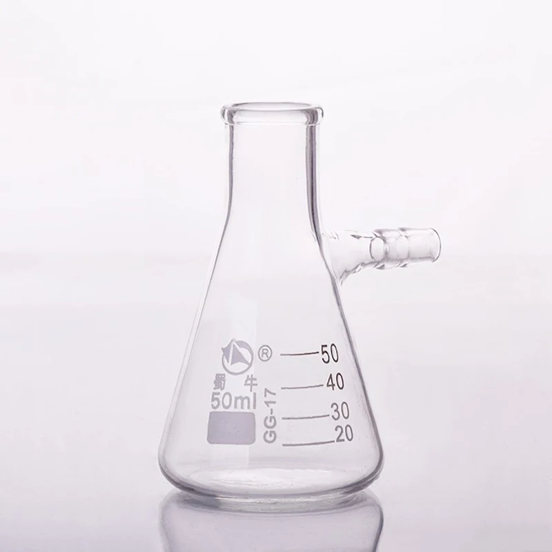 Filtering Flask Narrow Neck with Graduations Capacity 50mL-10000mL Triangle Flask with Tubules Filter Erlenmeyer Bottle