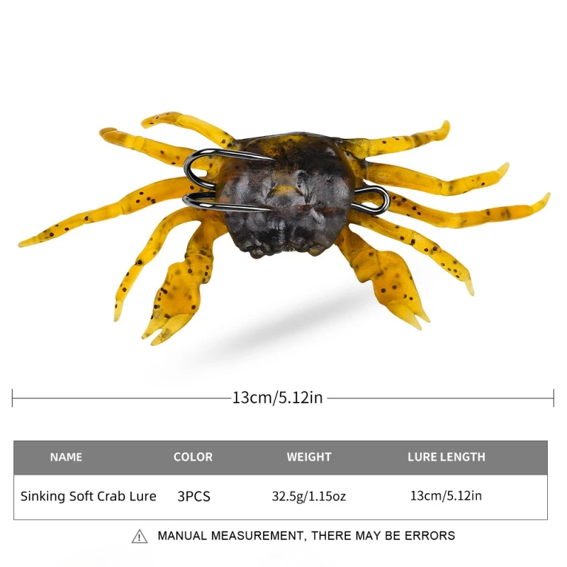 ZUKIBO Artificial Crab Soft Bait 3D Simulation Soft Fishing Lures with Sharp Hooks 130mm 32.5g Sinking Bait Fishing Tool Pesca