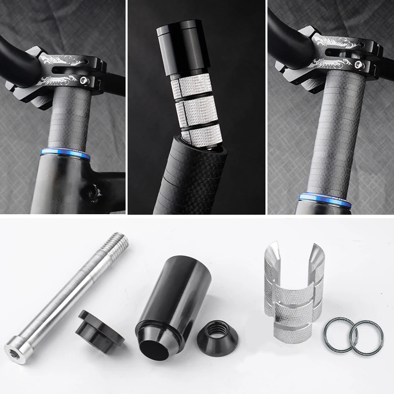 Bicycle Handlebar Stem Height Extender CNC-machined Anodized Alloy Adapter Glossy Carbon Fiber Fork Hidden Riser MTB Road BMX