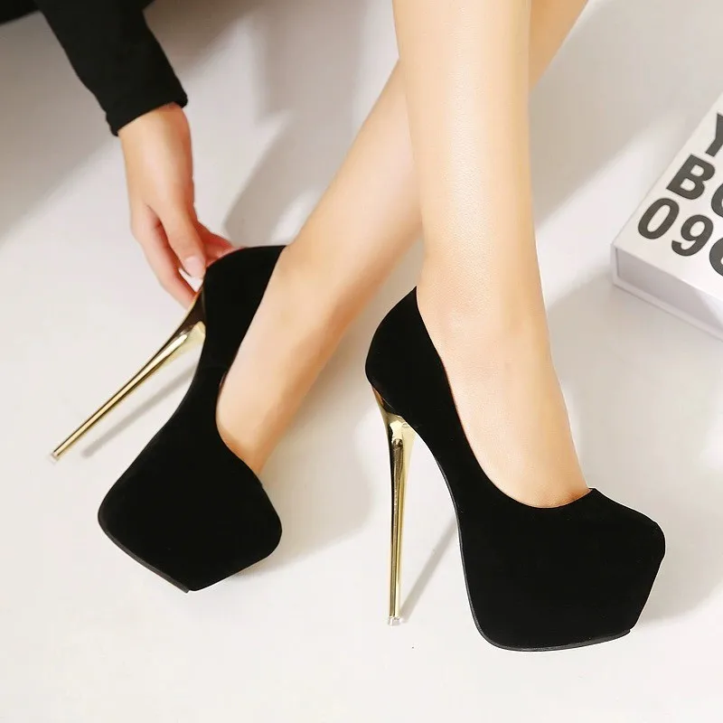 Shoes Woman 2024 Trend Sexy Pumps Wedding Women's Fetish Shoes Concise Woman Pumps High Heels Stripper Flock Pumps 16 Cm Autumn