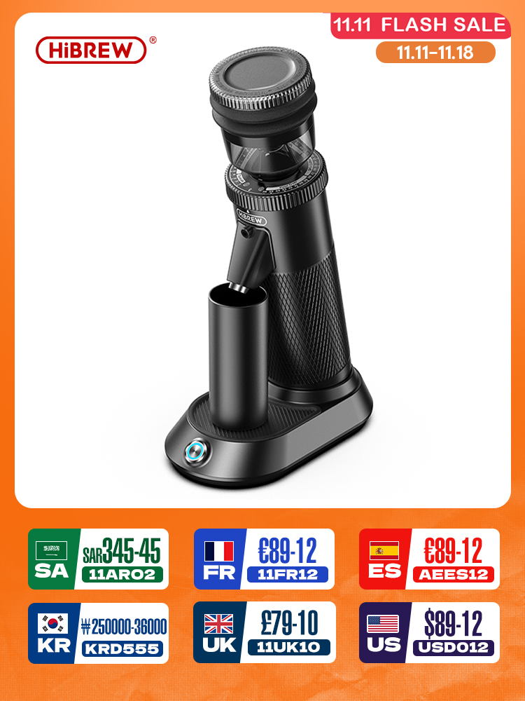 HiBREW G5 48mm Conical Burr Electric Coffee Grinder Compact Portable Coffee Bean Mill Kitchen for Espresso Turkish Coffee