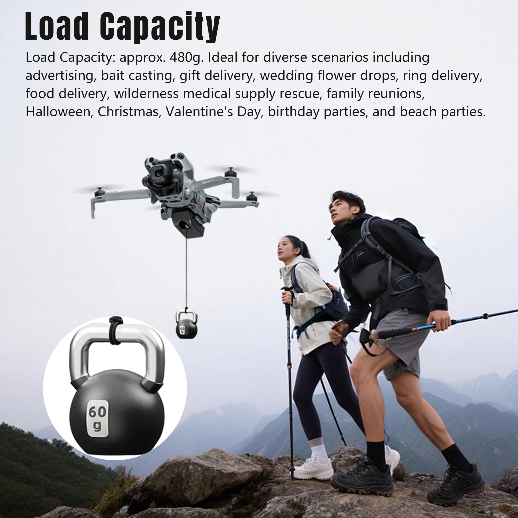 Drone avec largueur pour DJI Mini 5 Pro - 60g charge, 70mAh batterie