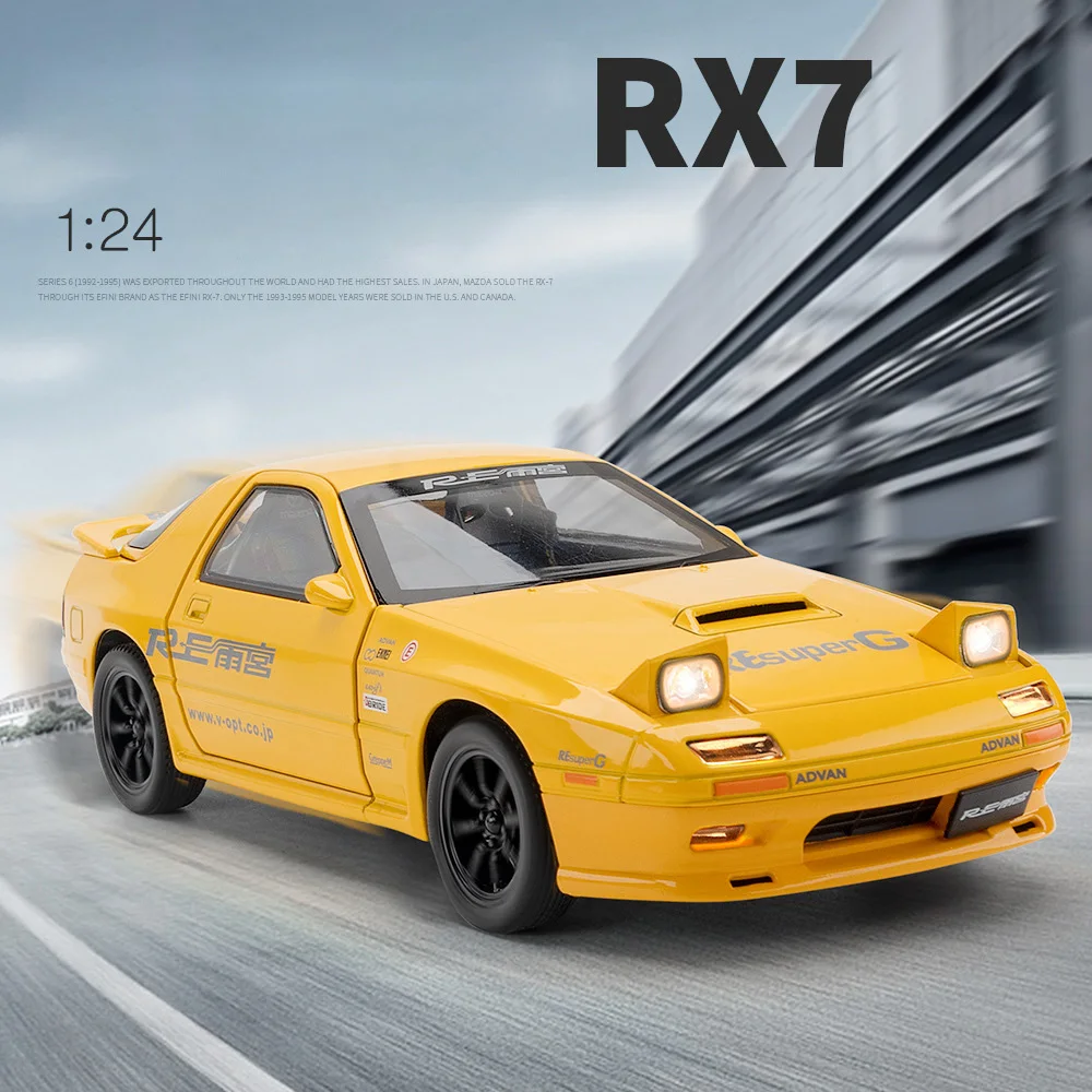 

Японский начальный D Redsun масштаб 1:24 классический литая машина Mazdas RX7 FC3S Металлическая Модель со светом и звуком коллекция игрушек