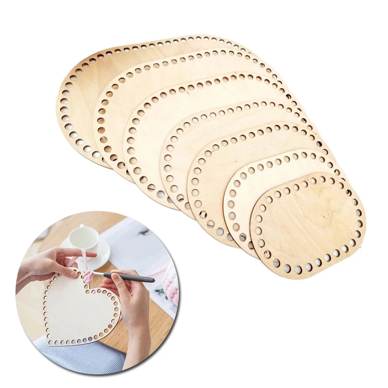 3pcs/set Natural Wooden Basket Bottom Oval Blank Solid Crochet Basket Wood  Base for DIY Basket