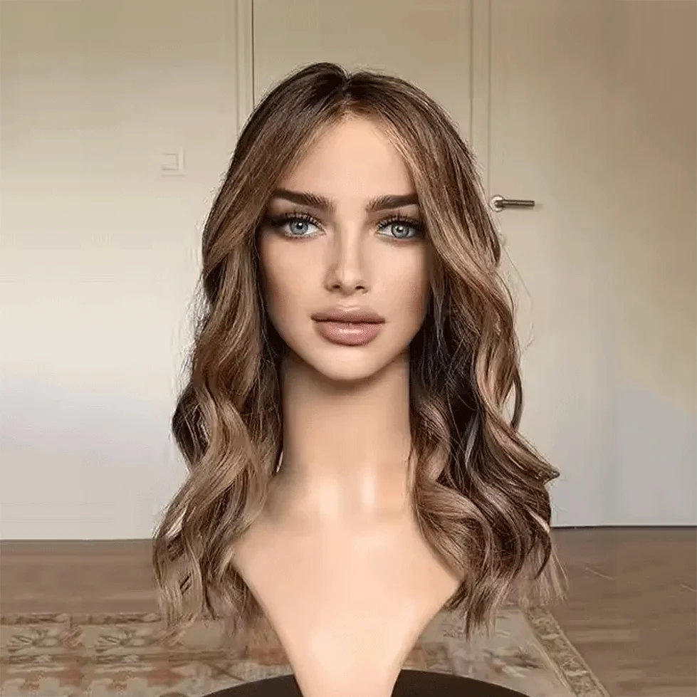 Ash Brown Honey Blonde Highlights glueless wig Natural Women