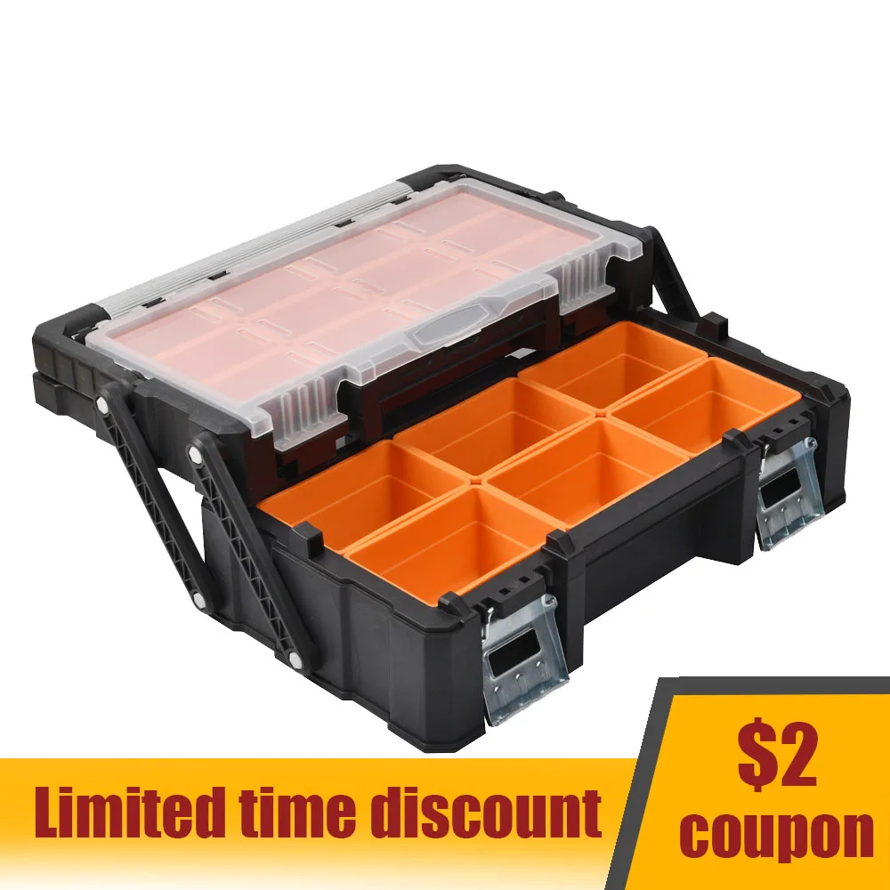 Portable Tool Box 2-layer Large Toolbox Organizer Plastic Tool Box Parts  Storage Box Screws Organizer Hardware Tool Storage Box - AliExpress