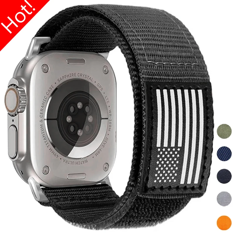 

Ремешок нейлоновый для Apple Watch Band Ultra 2 1 49 мм 41 мм 45 мм 44 мм 42 мм, спортивный браслет-петля для Iwatch Series 9 8 SE 7 6 SE 5 4 3 40 мм