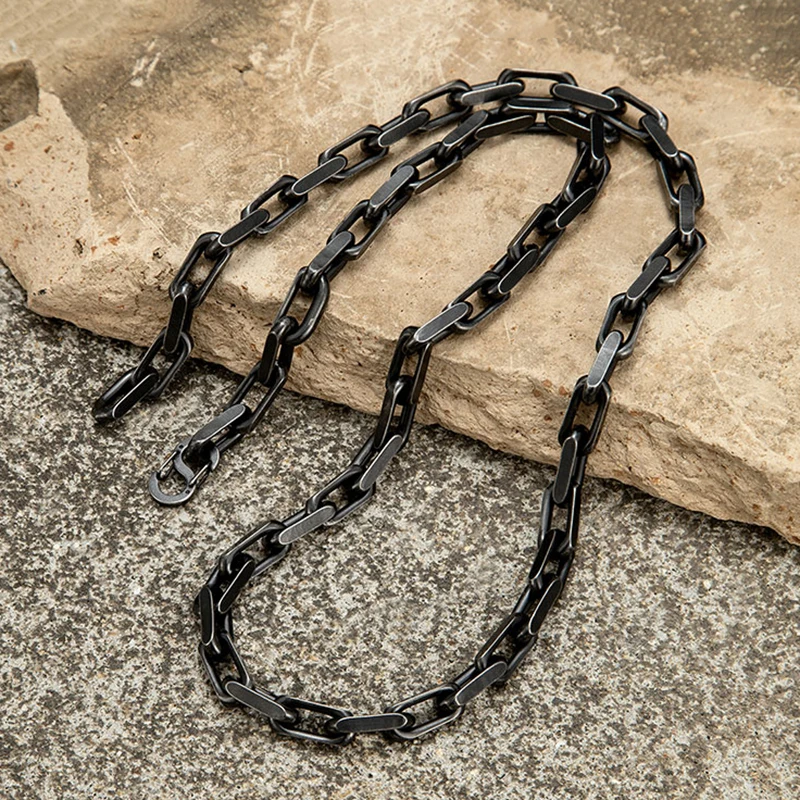 

Ожерелье MKENDN из окисленной черной цепи для мужчин, Винтажное колье в стиле панк, хип-хоп, из нержавеющей стали, для мотоцикла, Подарочная бижутерия