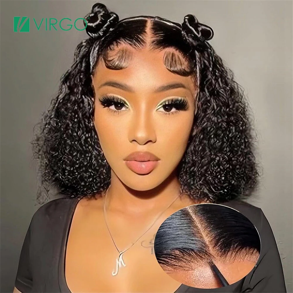 

Curly Bob Glueless Wig Human Hair Ready To Wear Virgo Deep Wave Bob Human Hair Wigs 5X5 Glueless Pre Cut Short Bob Wig 10-16Inch