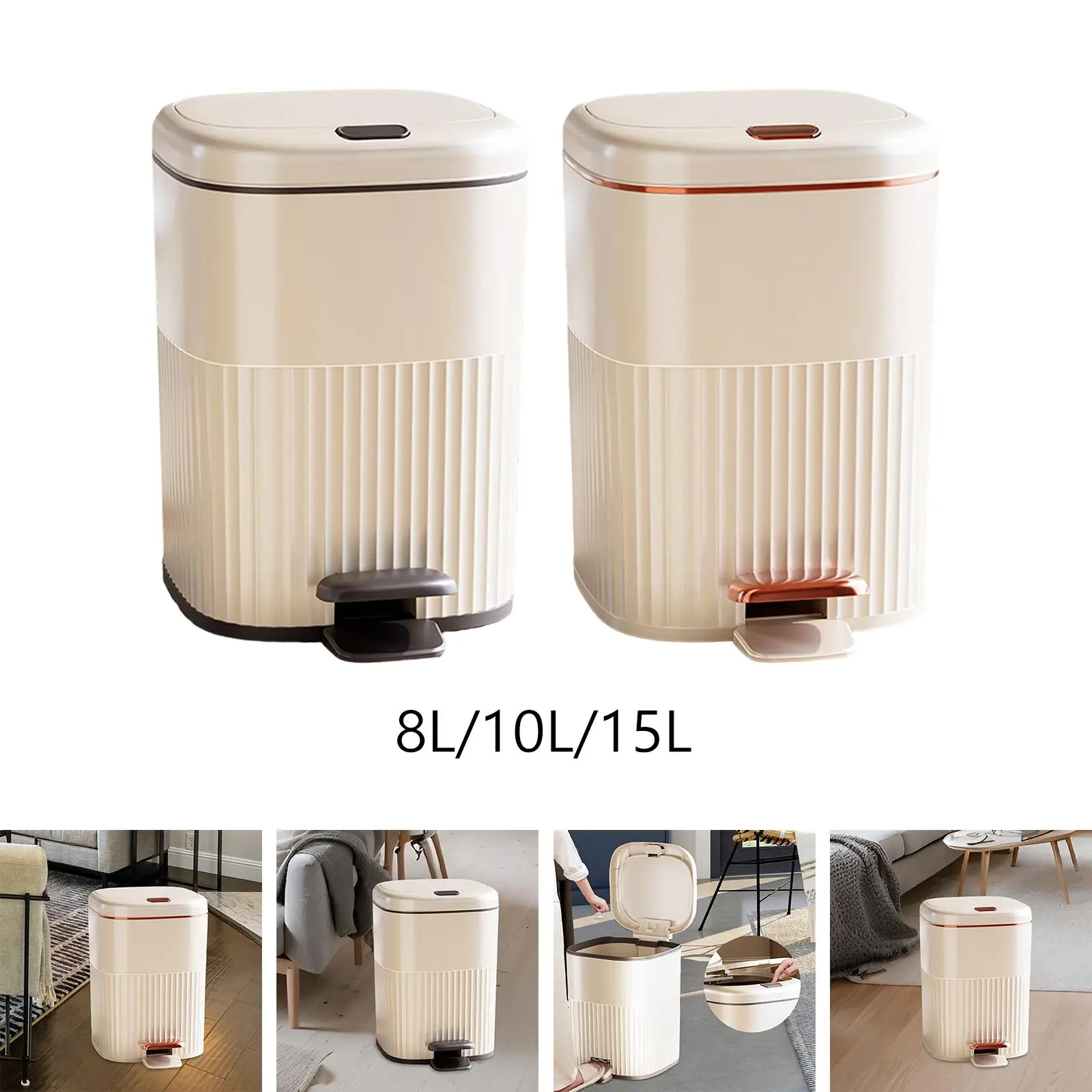 2 in 1 발판식 휴지통, 사무실, 거실, 화장실, 현관, 서재용 쓰레기통