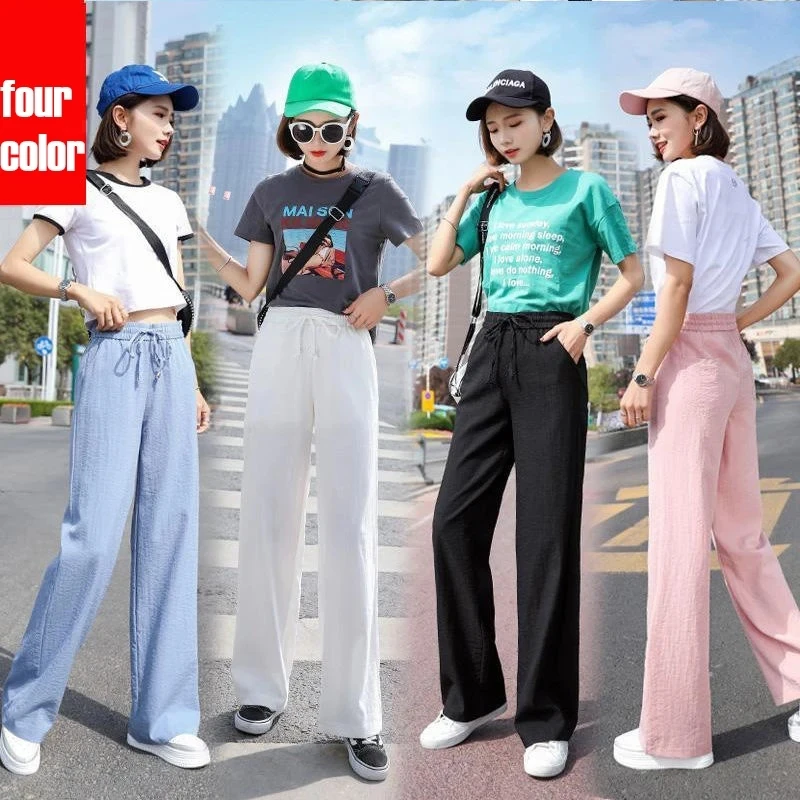 Women&rsquo;s Wide Leg Pants Korean Style High Waist Black Trouser Office Ladies Fashion Loose Grey Suit Trousers Streetwear
