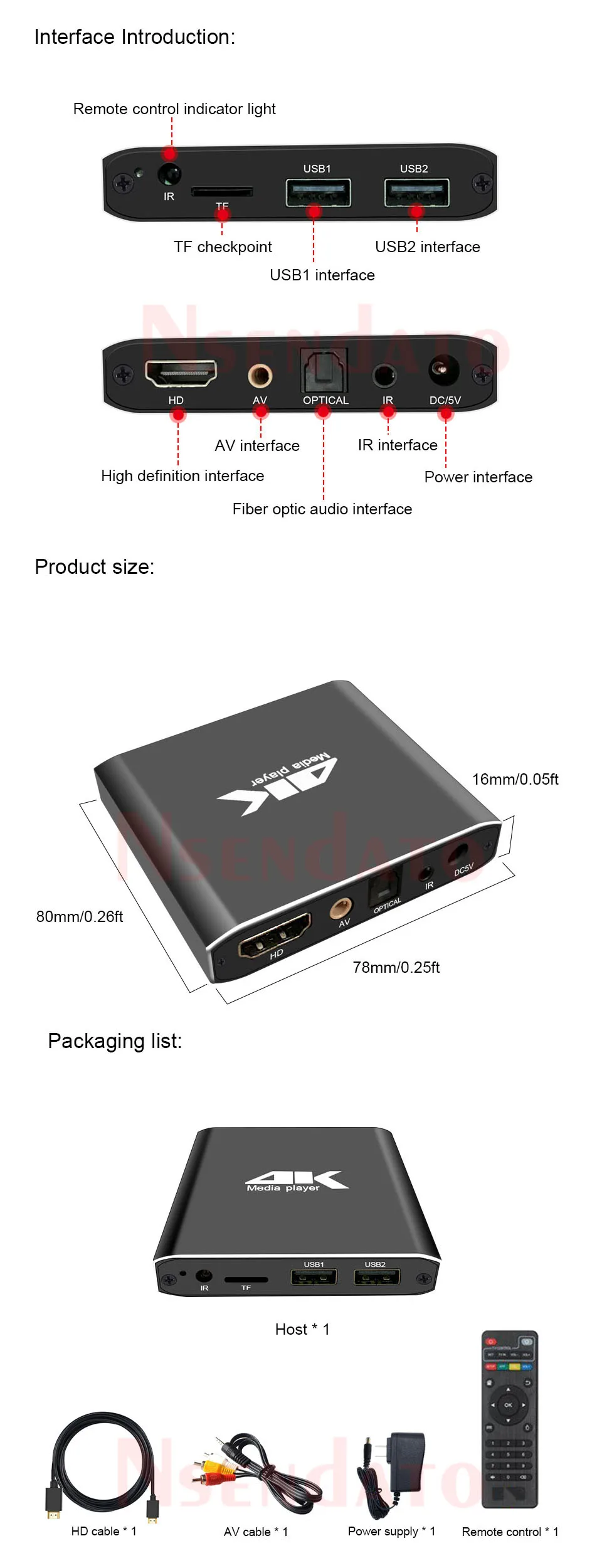 4K H.265 Advertising HD Media Player Mini 1080P Full HD MP4 Video MultiMedia HDD