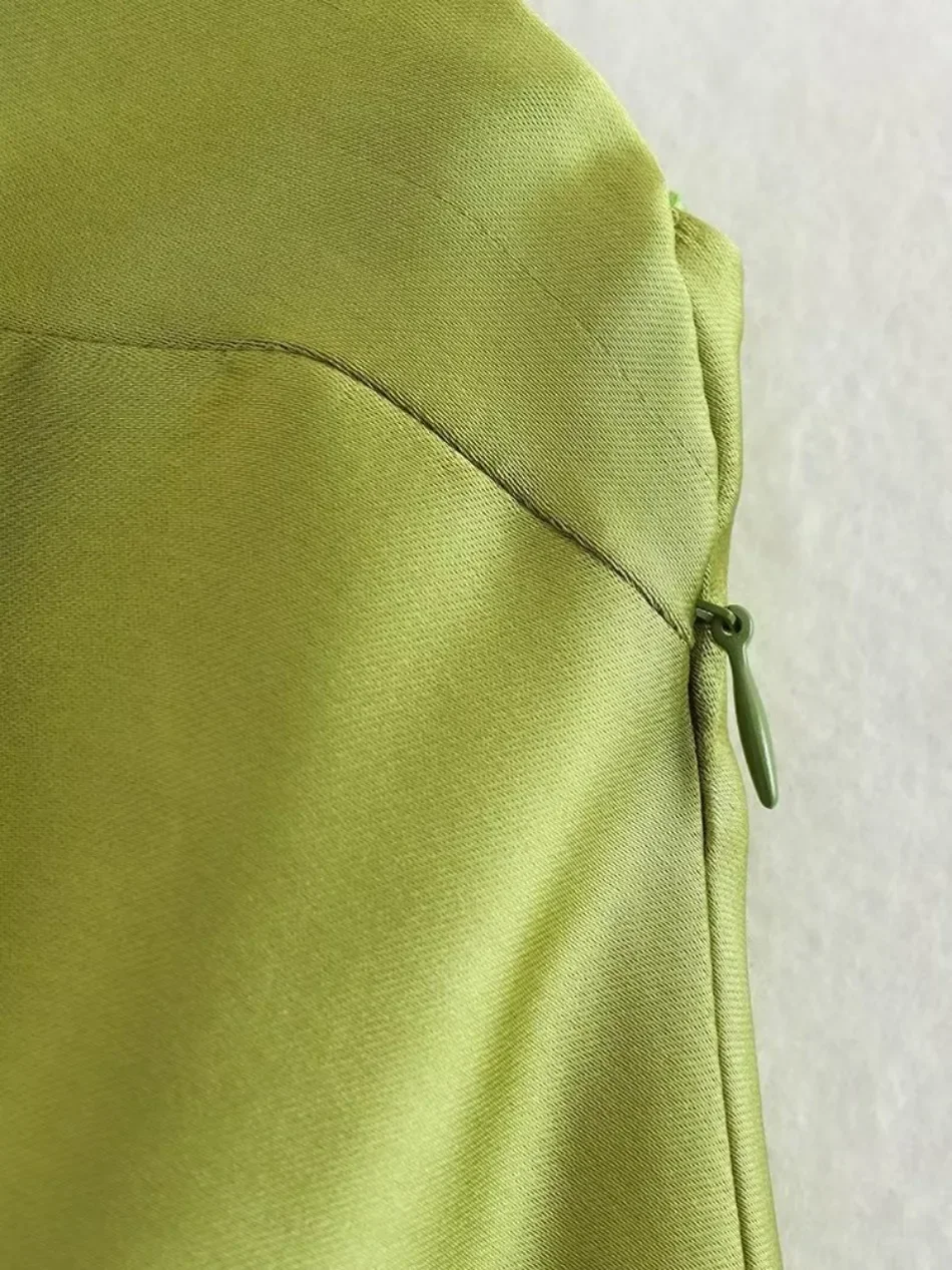 Frühling Sommer Damen ärmelloses Maxikleid Satin Fühlen europäischen amerikanischen Stil Sexy Bankett Abendkleid Kleidung – Detail 15
