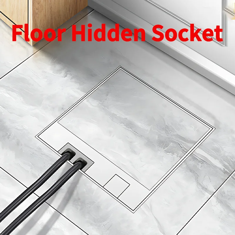 

Hidden Flat Floor Socket with USB - 304 Stainless Steel -Modern and Practical Design-Waterproof, Integrated with Marble Flooring