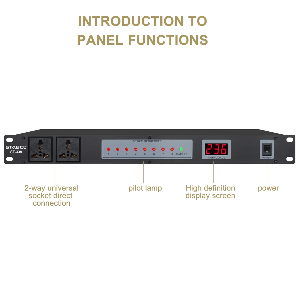 ST-338 Audio Power Conditioner 8 Channel Power Management Sequencer Sequence Controller