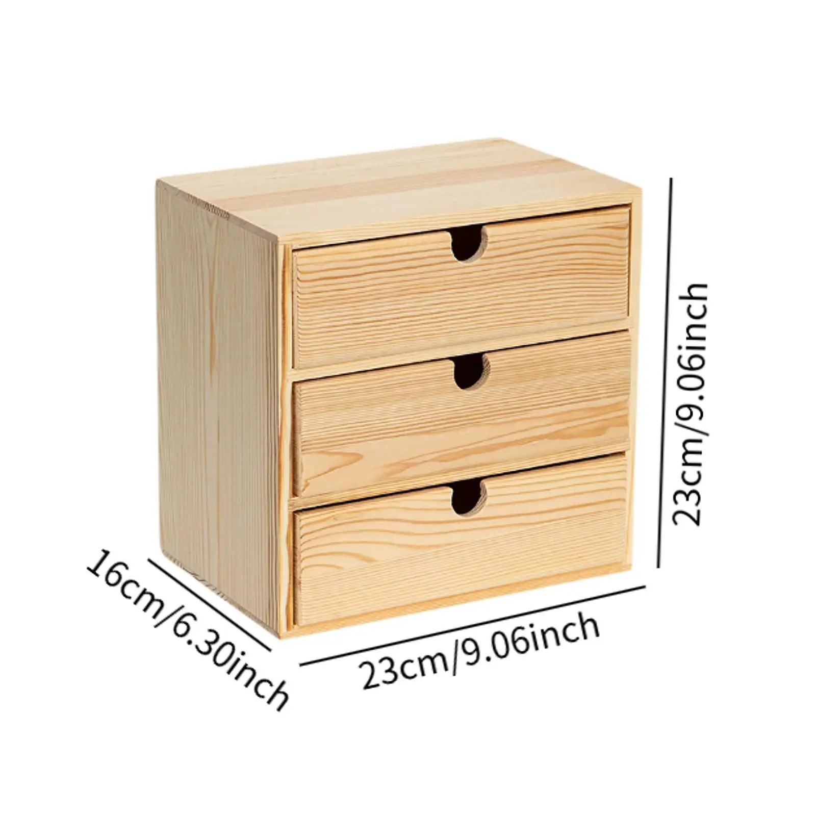 Wooden Jewelry Box for Women Office Desk Accessories with 3 Drawers Wooden Desk Organizer Desktop Wooden Drawer for Office Home