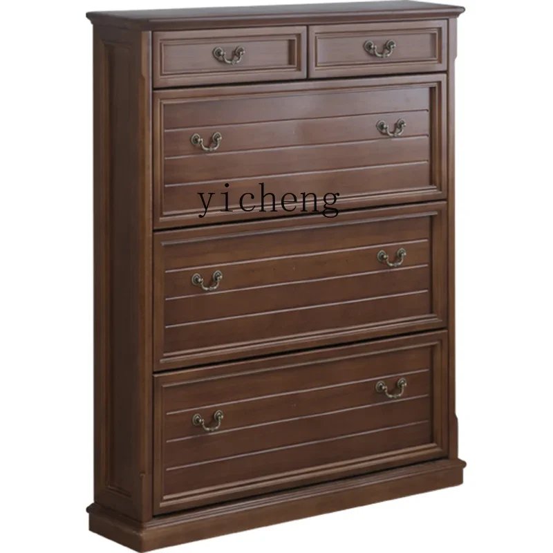 

ZK Wooden Shoe Cabinet Door Tilting Ultra-Thin Entrance Cabinet Entrance Storage Locker