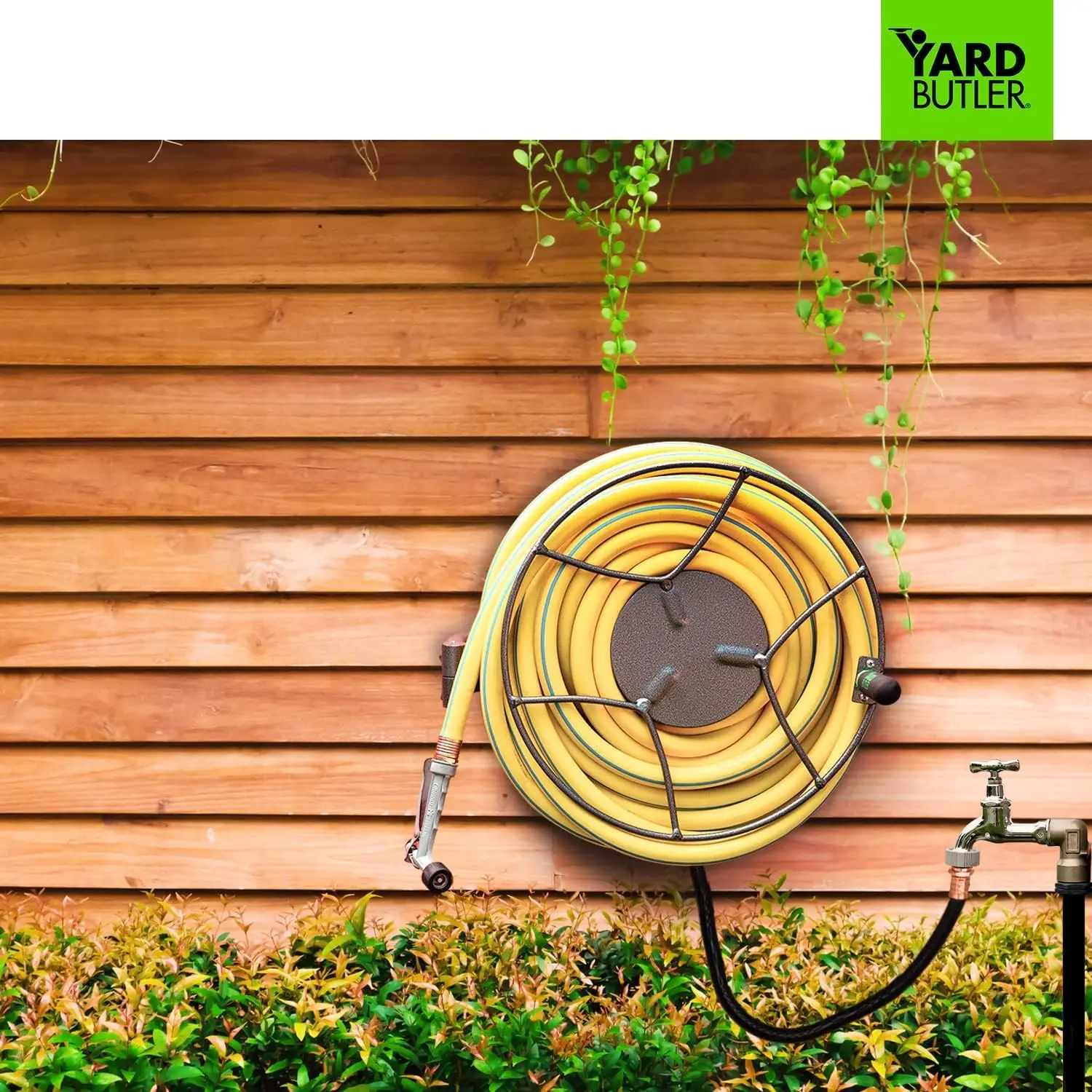 Yard Butler Swivel Hose Reel - 180 Degree Pivoting Wall Mount for Garden Hose Storage