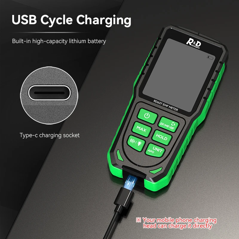 RD637 EMF Detector Professional Electromagnetic Field Radiation Meter Handheld Portable Radio Frequency Tester 2