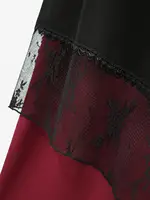 ROSEGAL Plus Size Women's Skirts Deep Red Lace Chiffon Layered Skirt Or Halloween Vampire Costume Gothic Lace Up Two Tone Skirt - Image 3