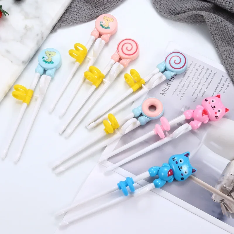 

1 Pair Learning Chopstick Training Correction Cute Cat Baby Kids Children Chinese Chopsticks Learner Plastic Kitchen Tableware