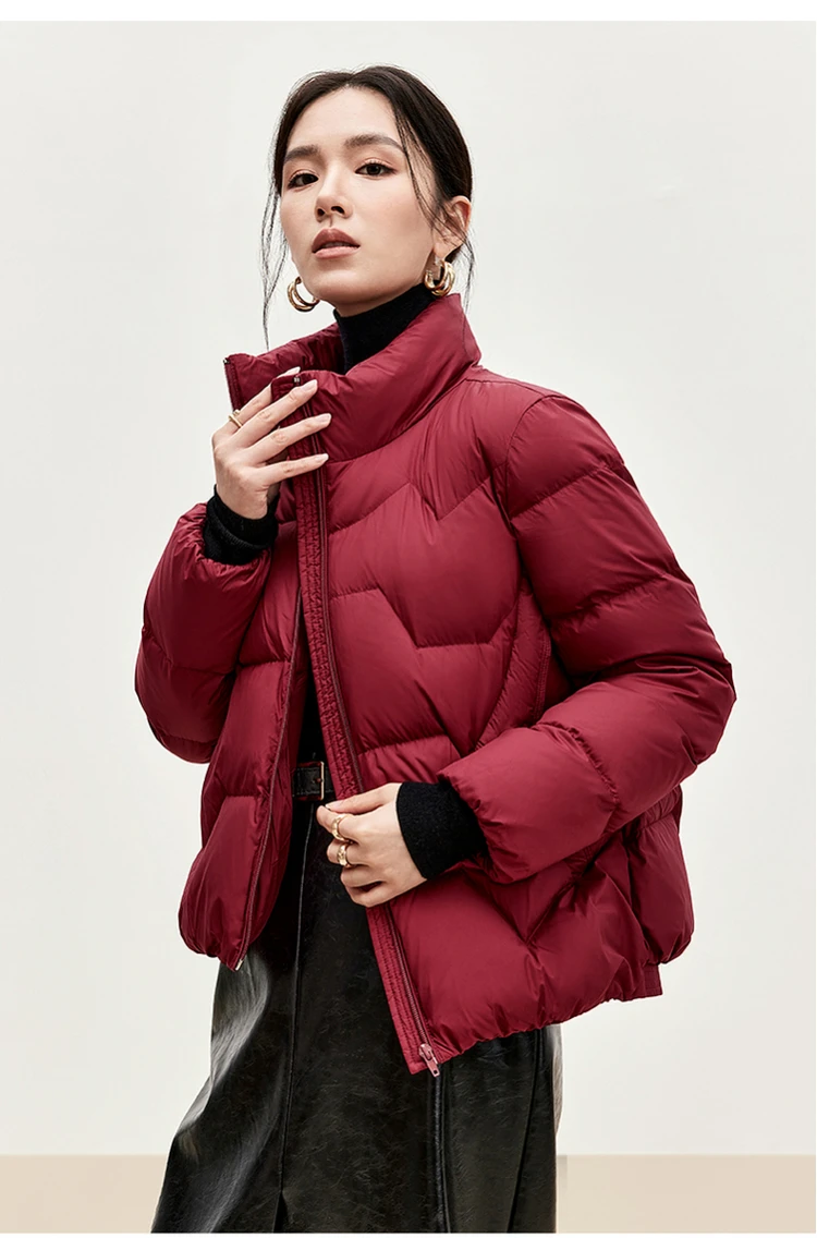 SENTUBILA Women's Short Down Puffer Jackets 2026 Light Weight Stand Neck Zipper Winter Duck Down Coat Female Clothing W44Y56637