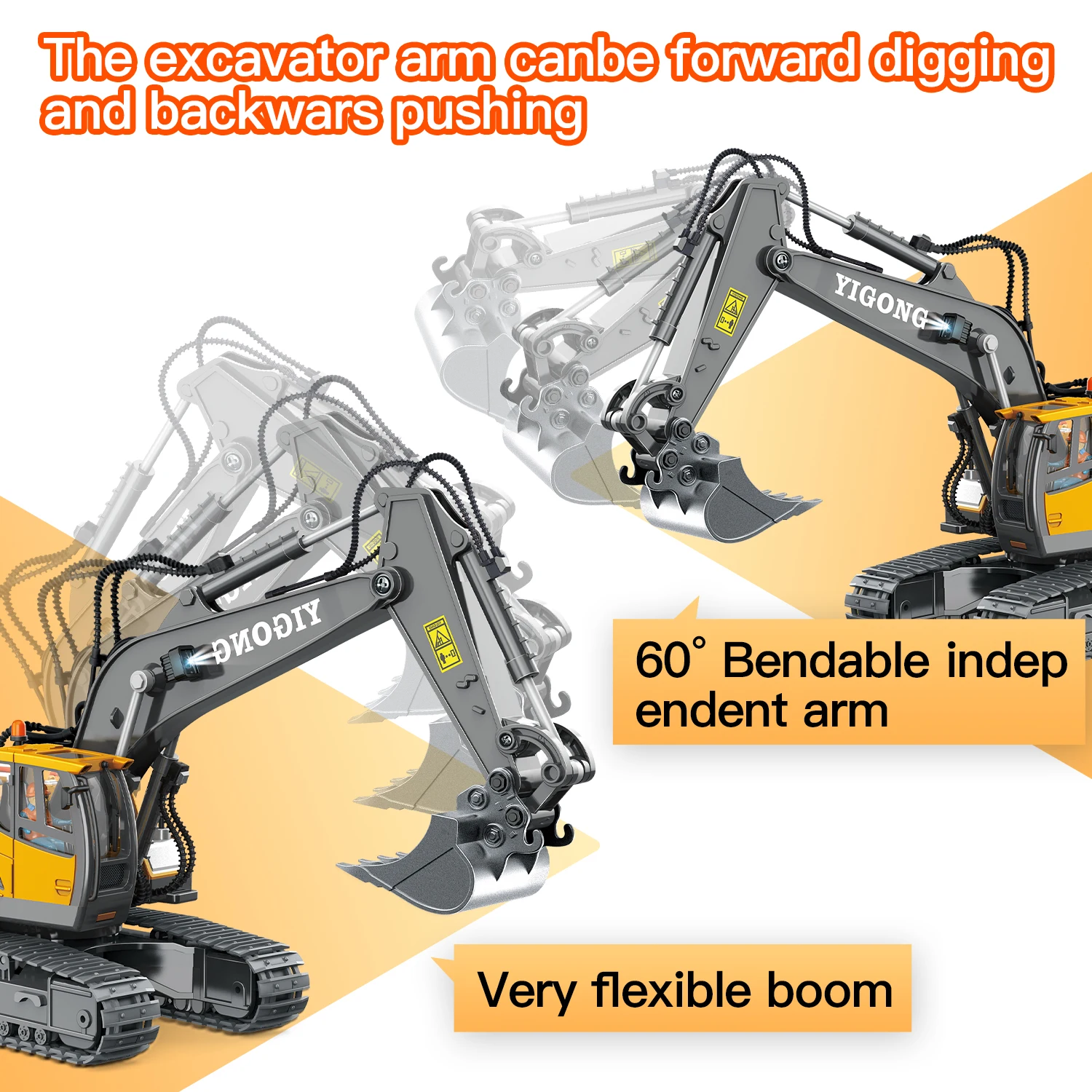 DWI  11-Channel Remote Control Alloy Excavator Engineering Vehicle Toy Suitable As A Variety Of Holiday Gifts For Children 4