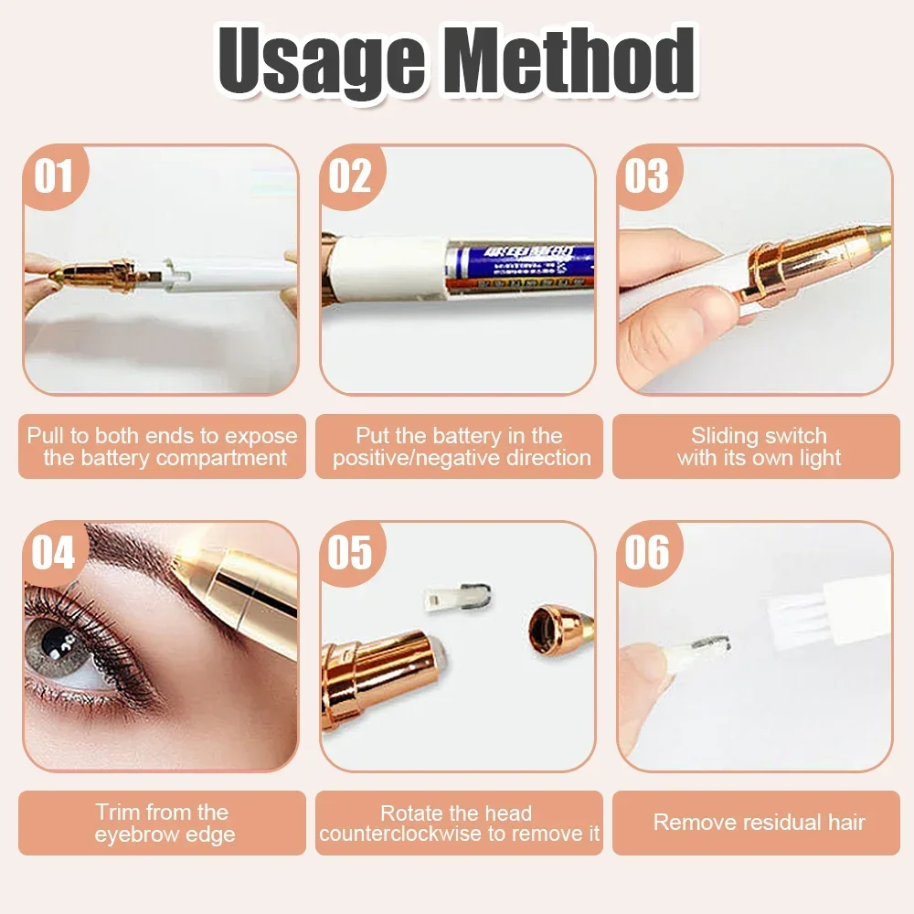 2pcs Eyebrow Trimmer Women's Eyebrow Pencil Shaver Mini Portable Hair Removal Machine Eye brow Shaper Razor Body Face Beauty 5
