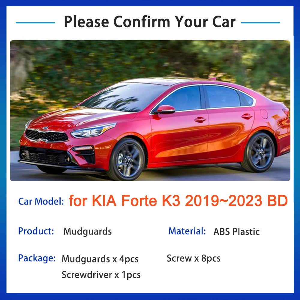 4x for KIA Forte K3 2019 2020 2021 2022 2023 BD Mud Flaps Splash Guards Flap Mudguards Fender Front Wheel Car Stying Accessories