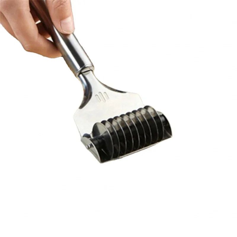 Stainless Steel Spaghetti Noodle Maker Lattice Roller Docker Dough Cutter Tool Kitchen Helper DIY Dough Cutting Tool