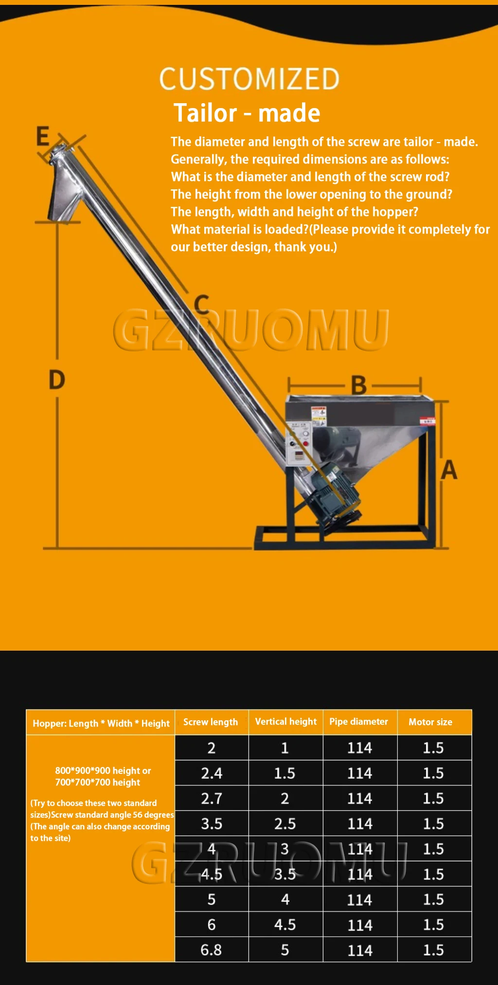 Stainless Steel Vertical Screw Conveyor Feeder Hoist For Rice Plastic Powder Gra