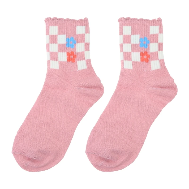 

Pink Series Socks for Women Mid-Crew Middle Tube Ankle High Breathable Woman Moisture Absorption Spring Summer Sock