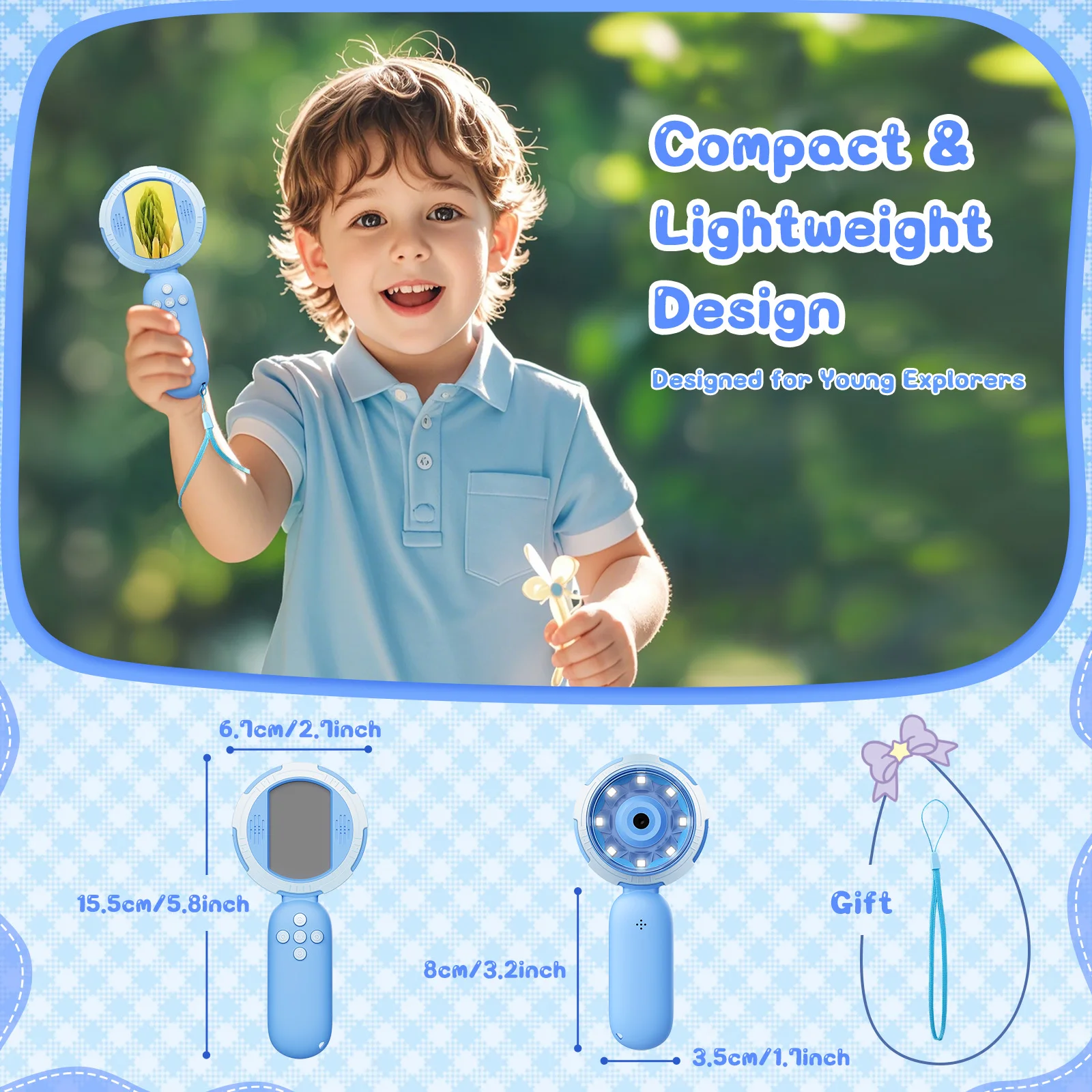 Kids Microscope with 100X Magnification Handheld Portable Digital Microscope for