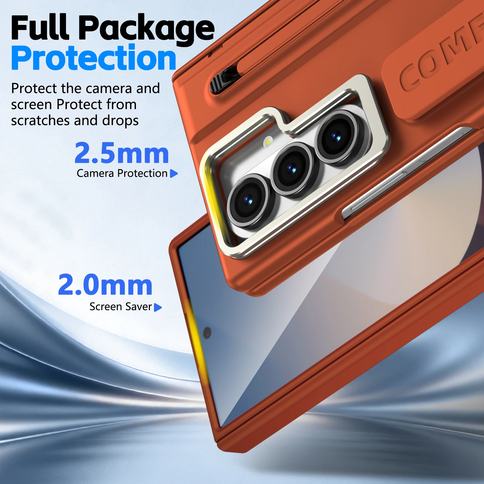 Premium Shockproof Phone Case with Built-in Screen Protector and Pen Slot Cover