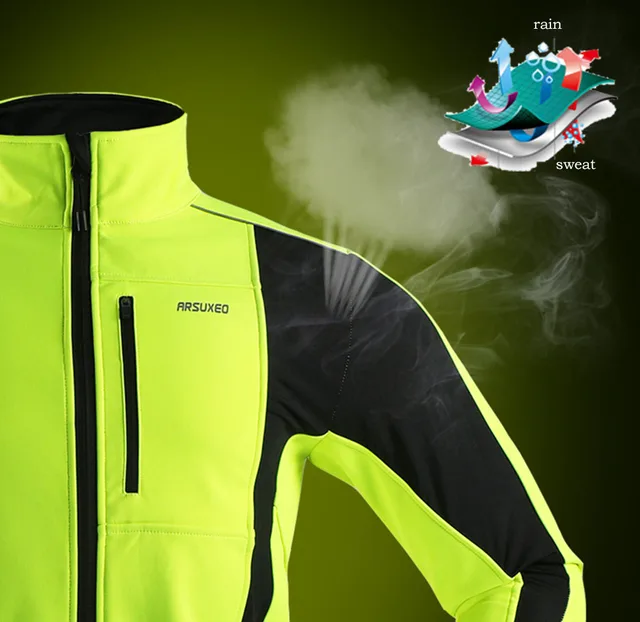 Mens Rain Jacket ARSUXEO Waterproof Running Cycling Jacket For Men